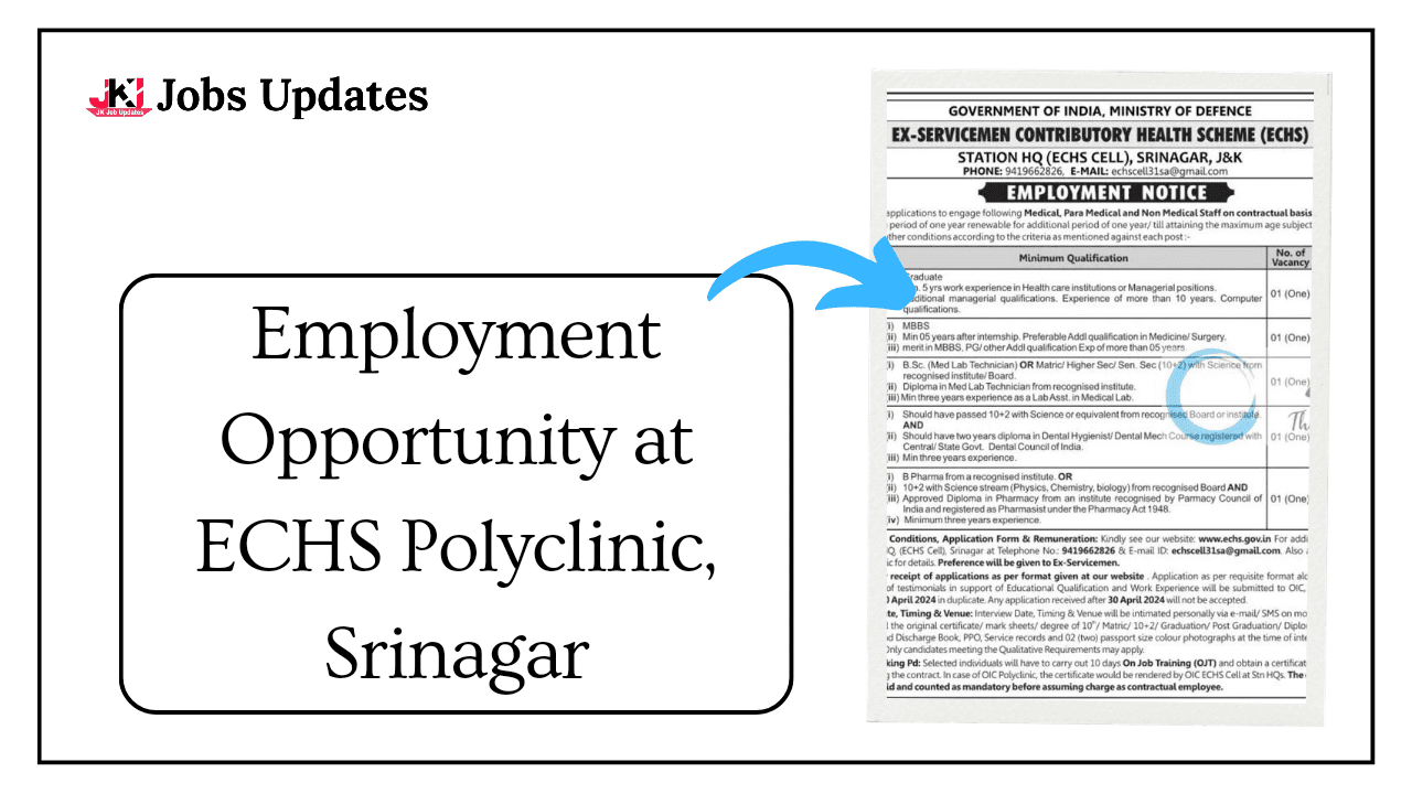 employment opportunity at echs polyclinic, srinagar