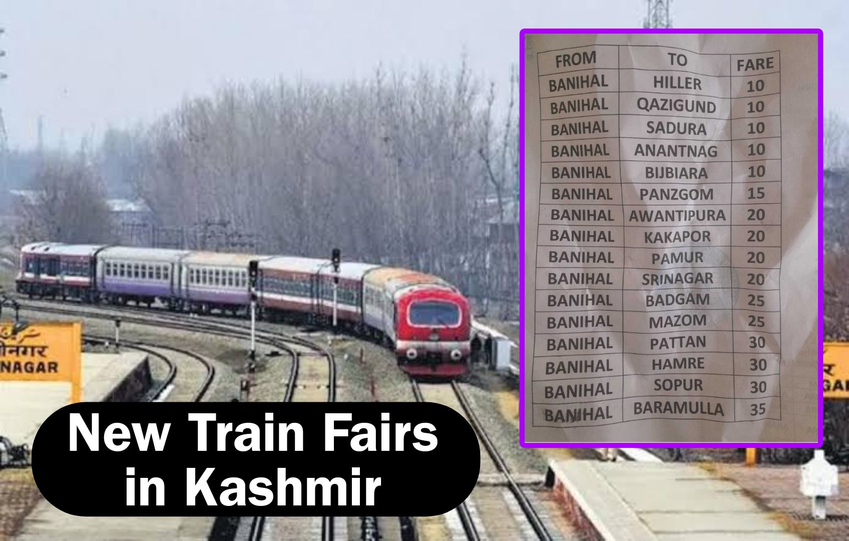 new train fares in kashmir