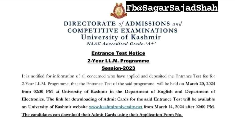 important notice 2 year ll.m. programme entrance test at un