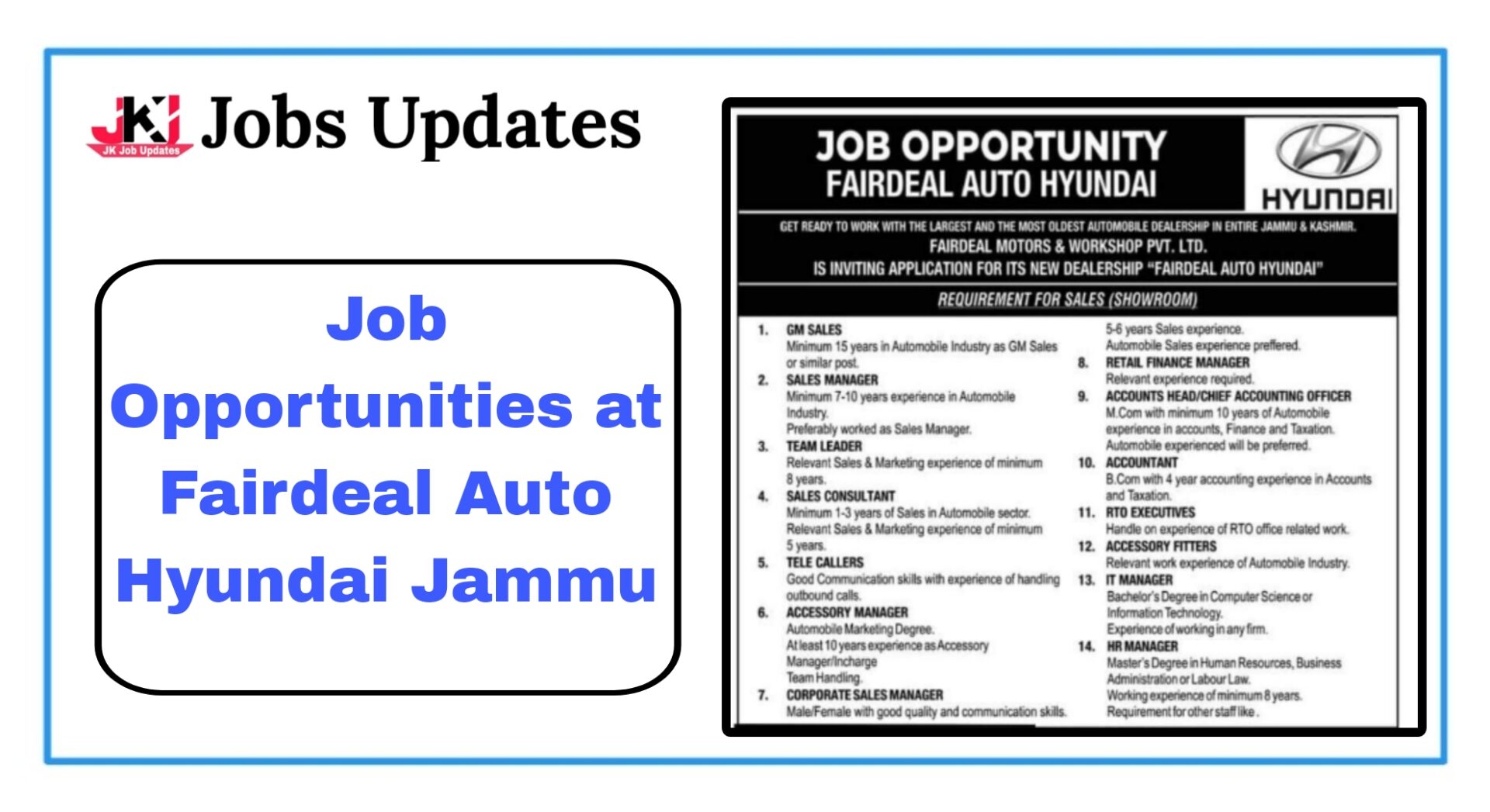 job opportunities at fairdeal auto hyundai